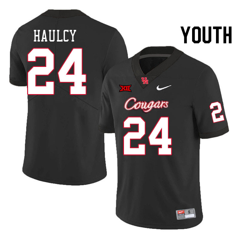 Youth #24 Adari Haulcy Houston Cougars Big 12 XII College Football Jerseys Stitched-Black